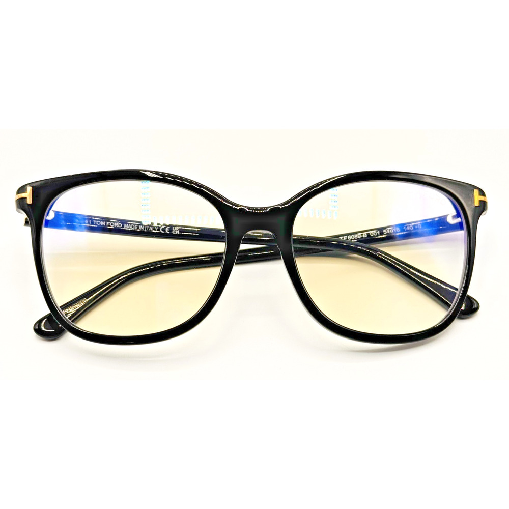 Tom Ford Eyeglasses Frames TF6089-B 001 Black Square Blue Light Block 54-18-140